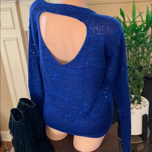 NWOT Forever 21 open back sequin sweater - Picture 4 of 8